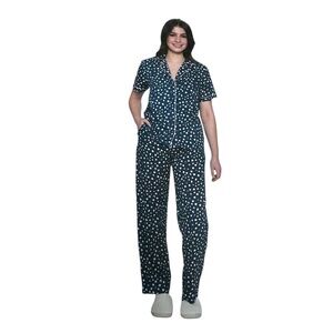 Serra Blue Polka Dot Women's pajama set SZ large